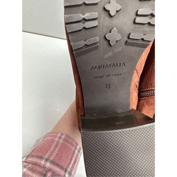 Aquatalia Boots Womens Size 8 Block Heel Ginger Suede Ankle Booties Leather - Picture 11 of 13